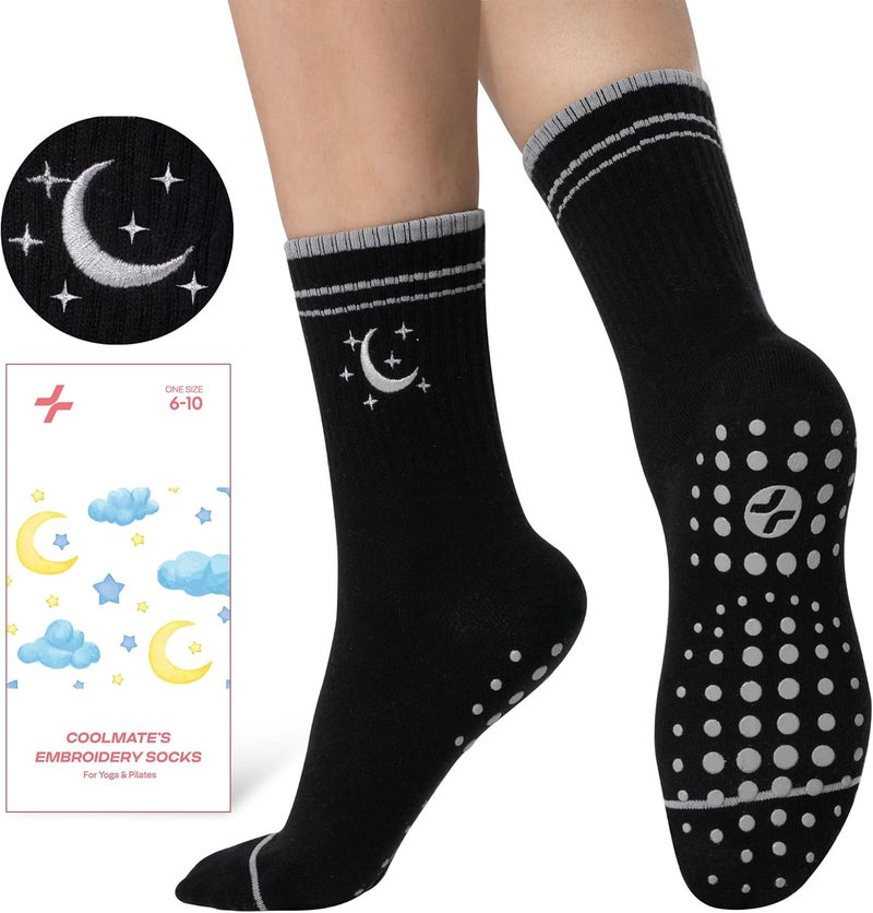 CoolMate Store Pilates Socks with Grips for Women, Yoga Socks, Crew Non Slip Women for Barre, Pilates Gifts - Image 2
